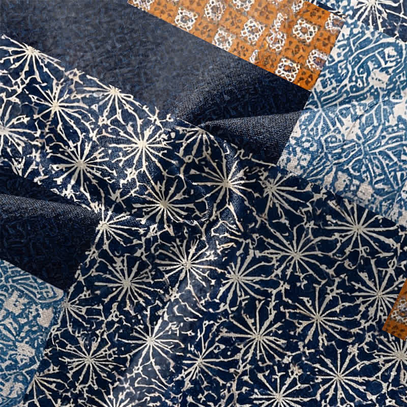 Buddha Stones Katoenen patchwork kimono met geometrisch blokpatroon en open voorkant voor heren - image 5