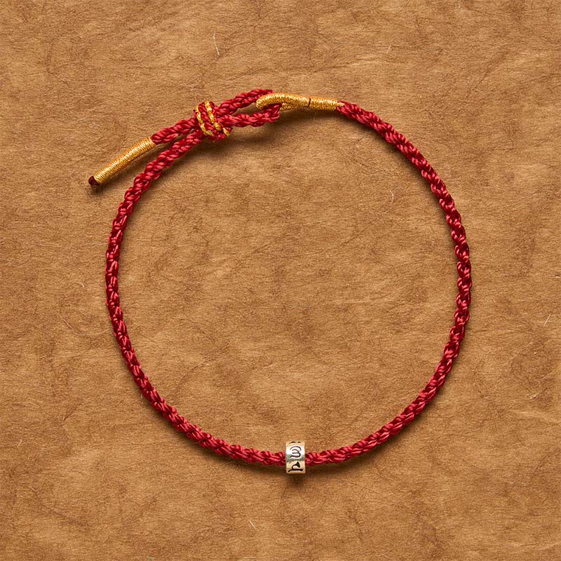 Buddha Stones Zwart-rode armband van 925 sterling zilver met de Armband Om Mani Padme Hum en geluk. - image 1