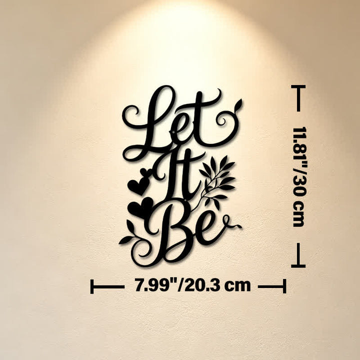 Buddha Stones Let It Be Script Sign Iron Metal Wandkunst met betekenisvolle symbolen - Afmetingen: ca. 20,3 cm x 30 cm x 0,1 cm / 7,99 inch x 11,81 inch x 0,04 inch - image 4