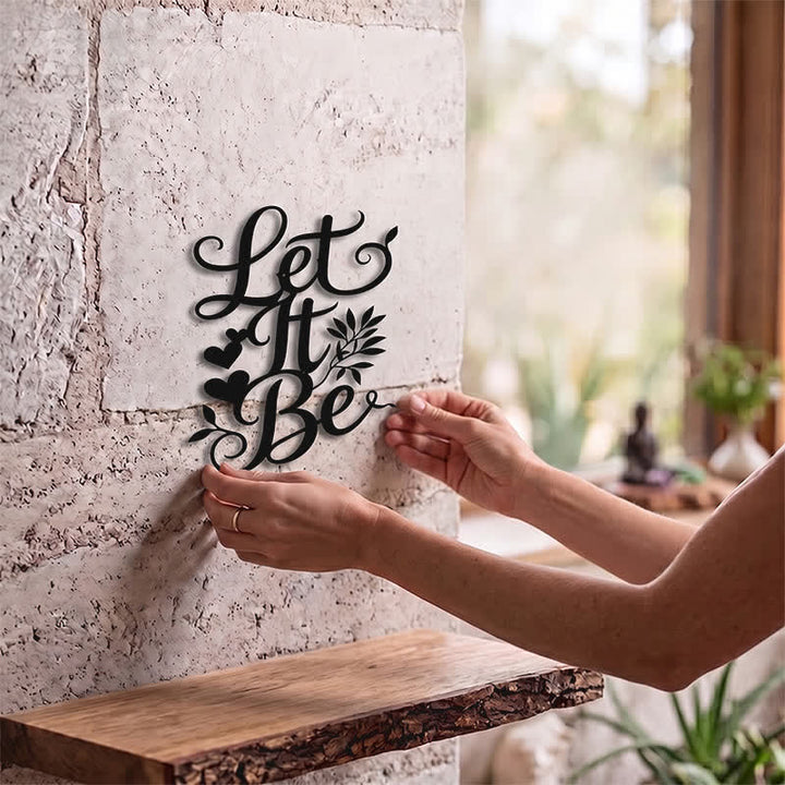 Buddha Stones Let It Be Script Sign Iron Metal Wandkunst met betekenisvolle symbolen - image 1