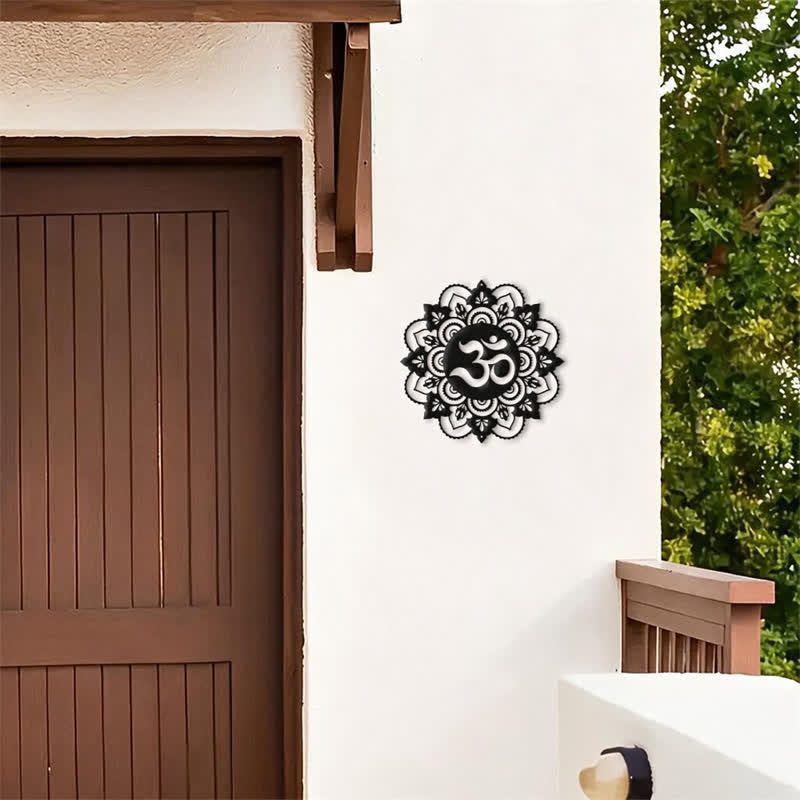 Buddha Stones Heilige OM Mandala Mindfulness Ronde IJzeren Metalen Wanddecoratie - image 7