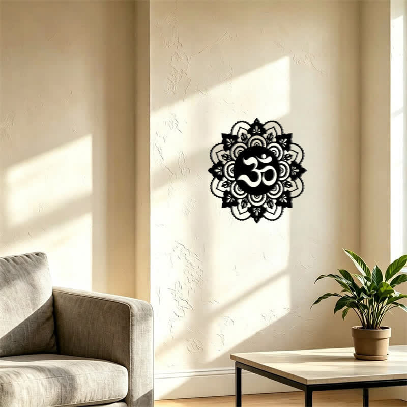 Buddha Stones Heilige OM Mandala Mindfulness Ronde IJzeren Metalen Wanddecoratie - image 9