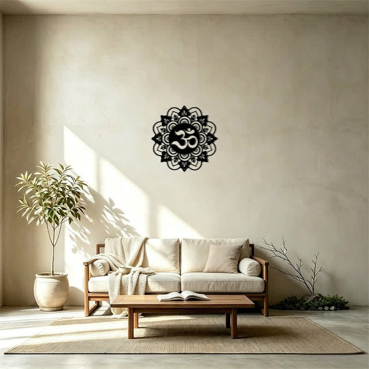 Buddha Stones Heilige OM Mandala Mindfulness Ronde IJzeren Metalen Wanddecoratie - image 14