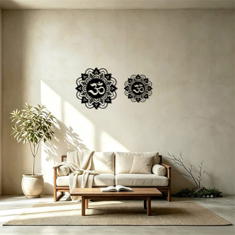 Buddha Stones Heilige OM Mandala Mindfulness Ronde IJzeren Metalen Wanddecoratie - image 15
