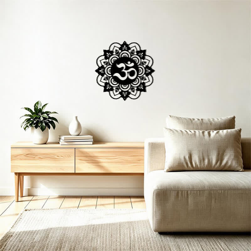 Buddha Stones Heilige OM Mandala Mindfulness Ronde IJzeren Metalen Wanddecoratie - image 12