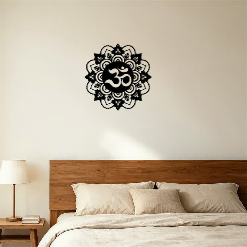 Buddha Stones Heilige OM Mandala Mindfulness Ronde IJzeren Metalen Wanddecoratie - image 11