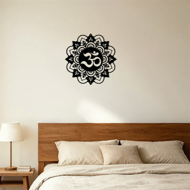 Buddha Stones Heilige OM Mandala Mindfulness Ronde IJzeren Metalen Wanddecoratie - image 11