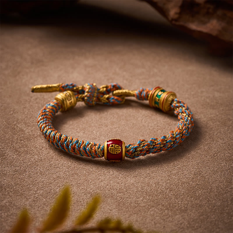Buddha Stones Om Mani Padme Hum Tibetaanse Fu-teken handgeweven Armband - image 1