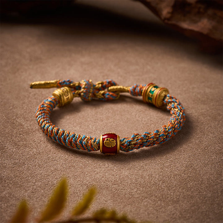 Buddha Stones Om Mani Padme Hum Tibetaanse Fu-teken handgeweven Armband - image 1