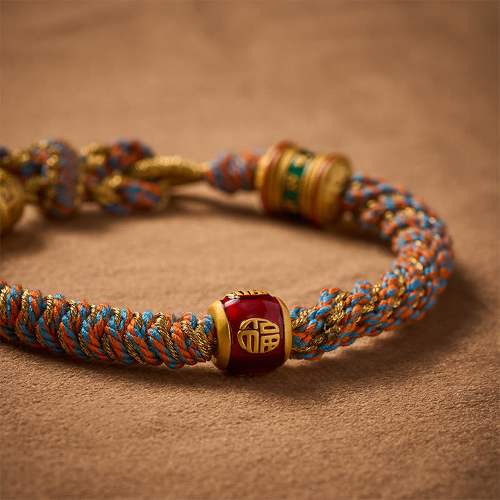 Buddha Stones Om Mani Padme Hum Tibetaanse Fu-teken handgeweven Armband - image 4