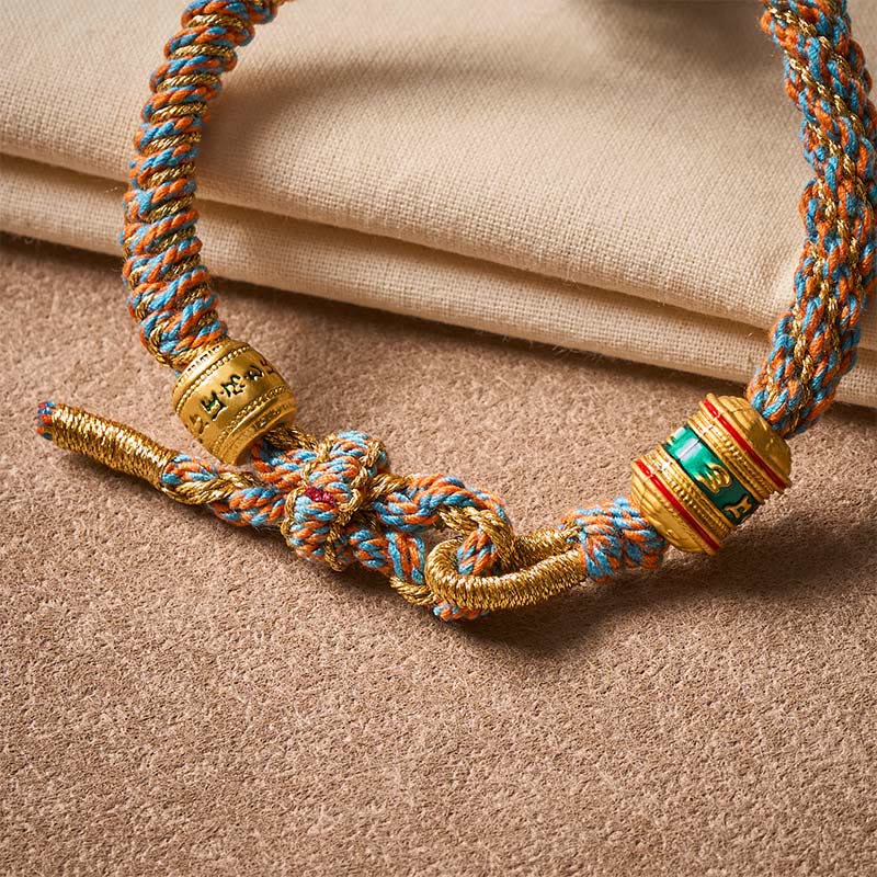 Buddha Stones Om Mani Padme Hum Tibetaanse Fu-teken handgeweven Armband - image 11