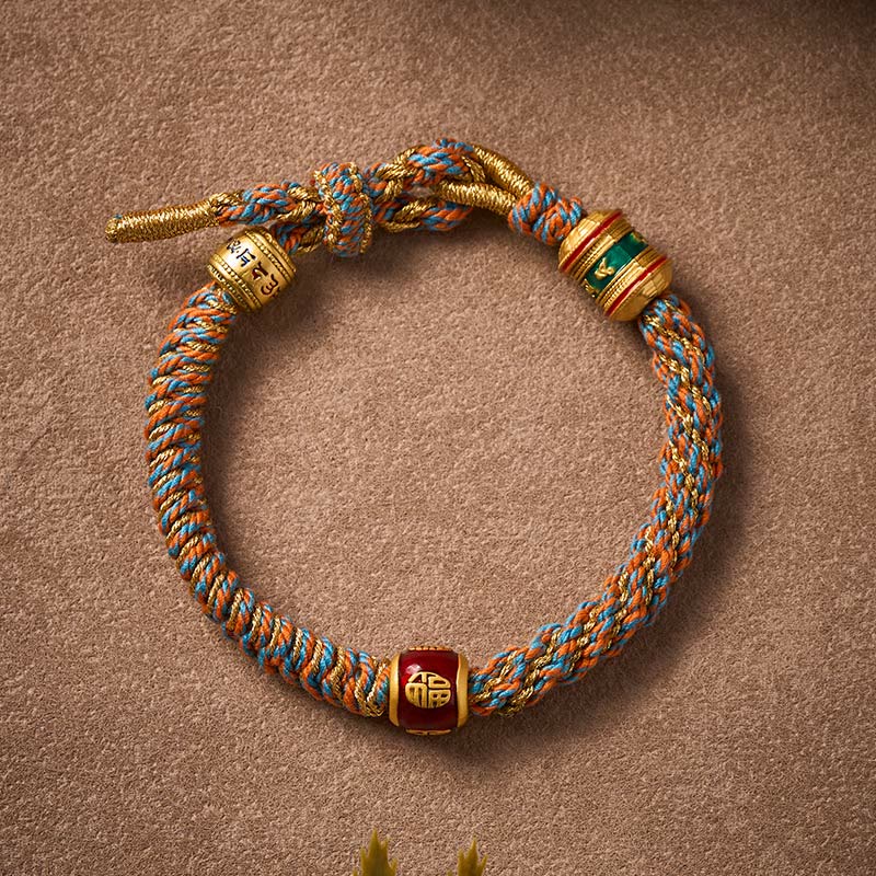 Buddha Stones Om Mani Padme Hum Tibetaanse Fu-teken handgeweven Armband - image 3