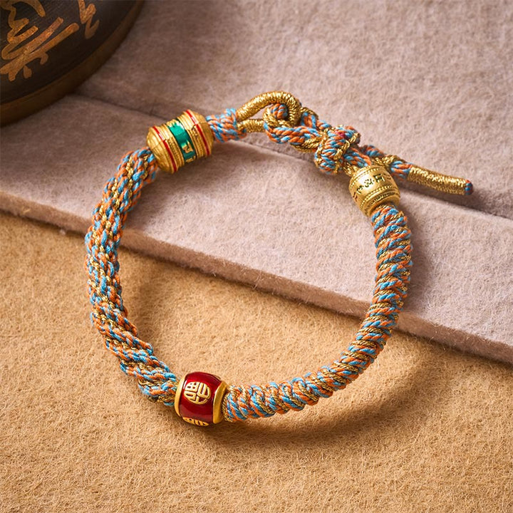 Buddha Stones Om Mani Padme Hum Tibetaanse Fu-teken handgeweven Armband - image 2
