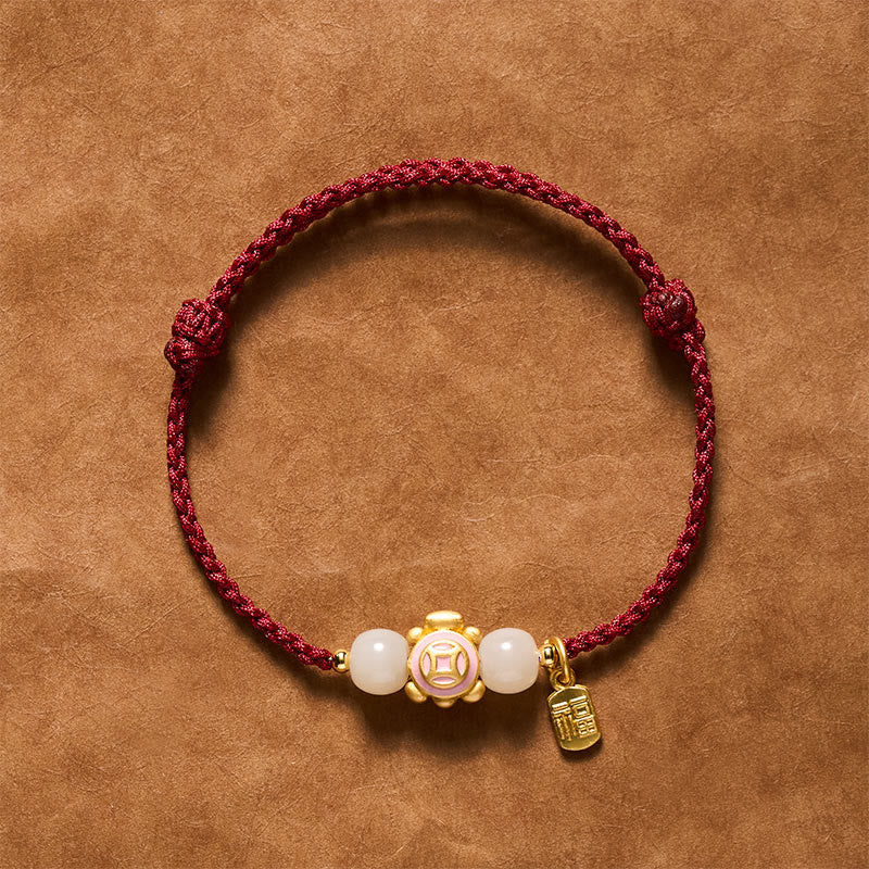 Buddha Stones Handgeweven Armband met schildpadmotief, symbool van kracht. - Roze - image 10