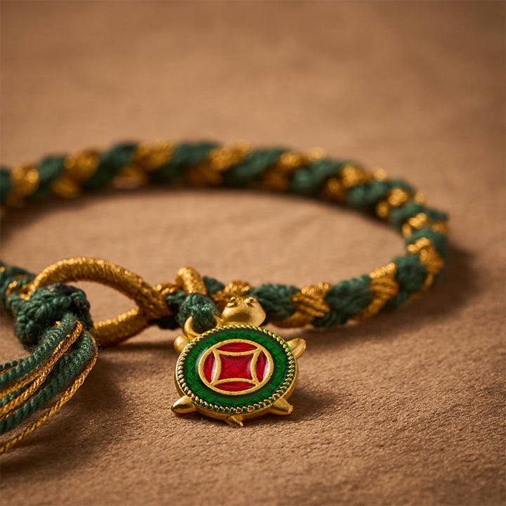 Buddha Stones Geelgroene schildpadarmband, handgeweven en helend . - image 4