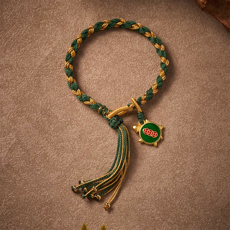 Buddha Stones Geelgroene schildpadarmband, handgeweven en helend . - image 2