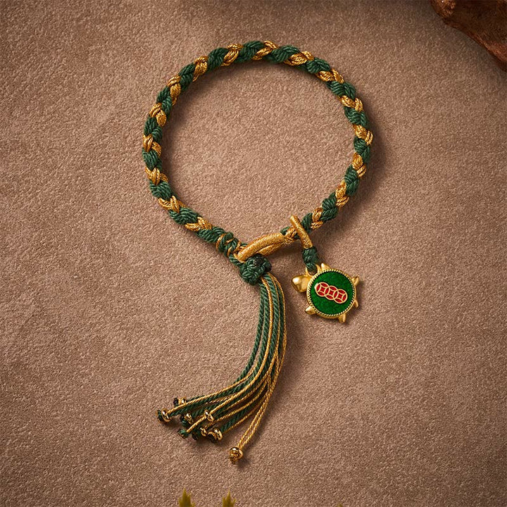 Buddha Stones Geelgroene schildpadarmband, handgeweven en helend . - image 2