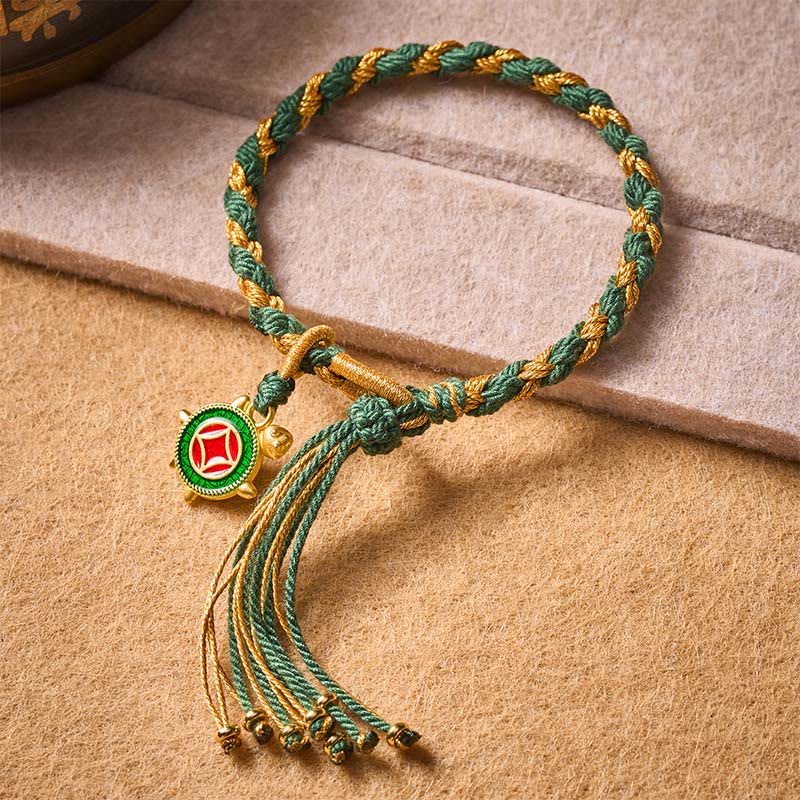 Buddha Stones Geelgroene schildpadarmband, handgeweven en helend . - image 1
