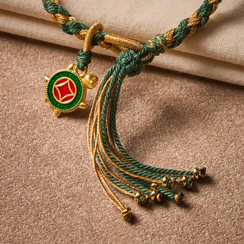 Buddha Stones Geelgroene schildpadarmband, handgeweven en helend . - image 8