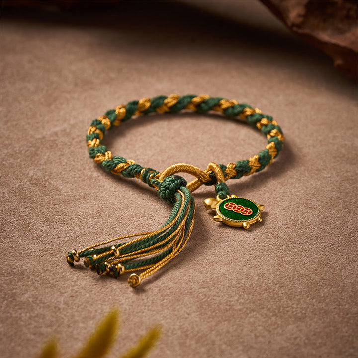 Buddha Stones Geelgroene schildpadarmband, handgeweven en helend . - image 3