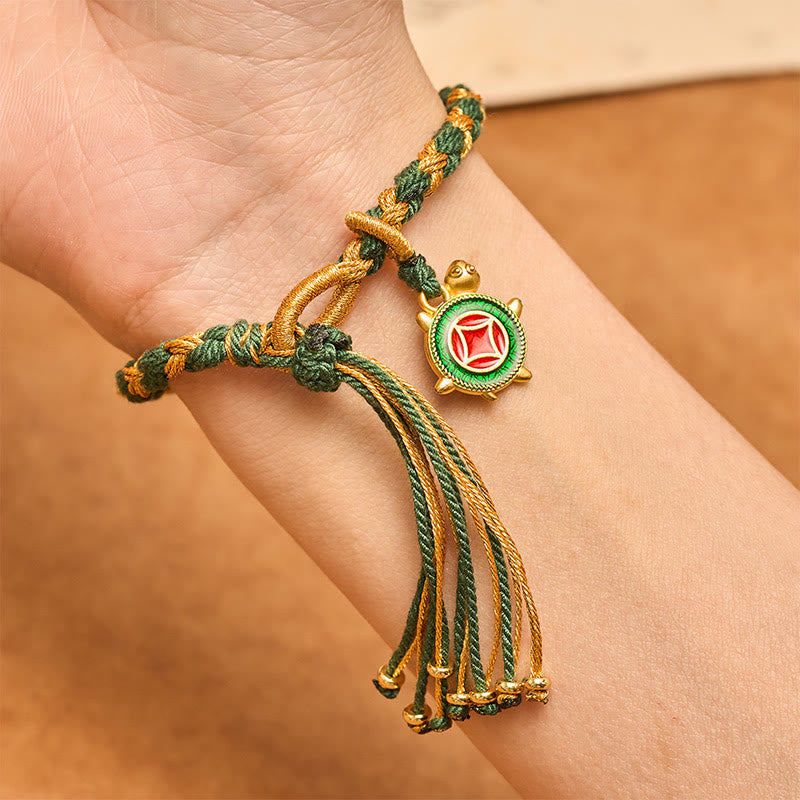 Buddha Stones Geelgroene schildpadarmband, handgeweven en helend . - image 9