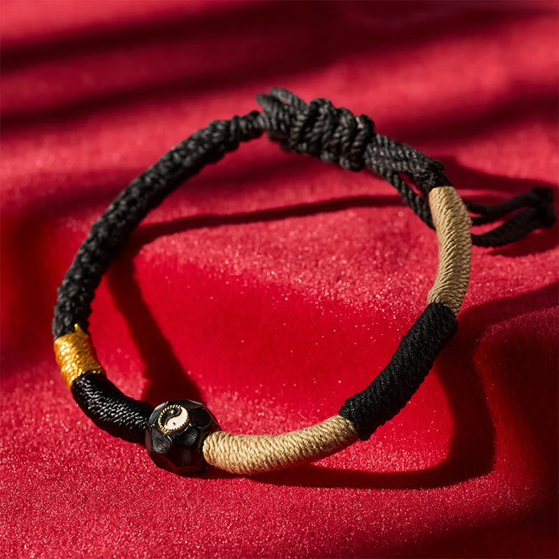 Buddha Stones Zwart-witte vuuragaat koord Armband - image 1