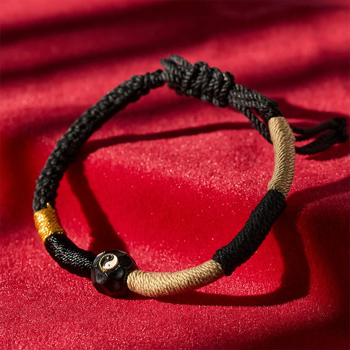 Buddha Stones Zwart-witte vuuragaat koord Armband - image 1