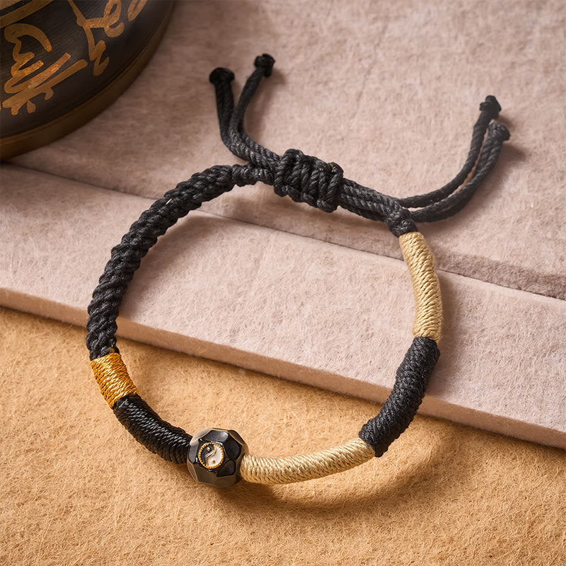 Buddha Stones Zwart-witte vuuragaat koord Armband - YIN YANG (Balans ♥ Harmonie) - image 0