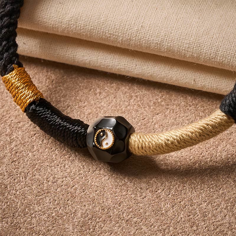 Buddha Stones Zwart-witte vuuragaat koord Armband - image 5