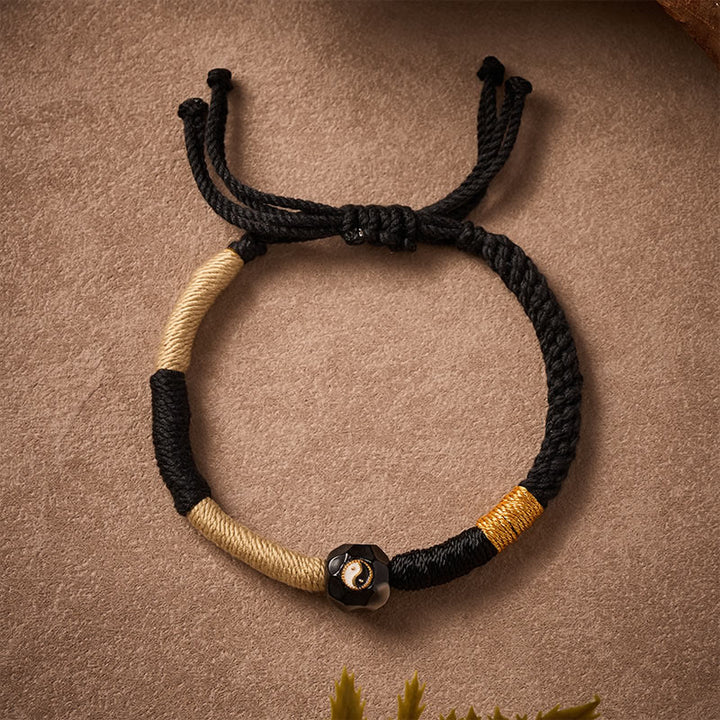 Buddha Stones Zwart-witte vuuragaat koord Armband - image 2
