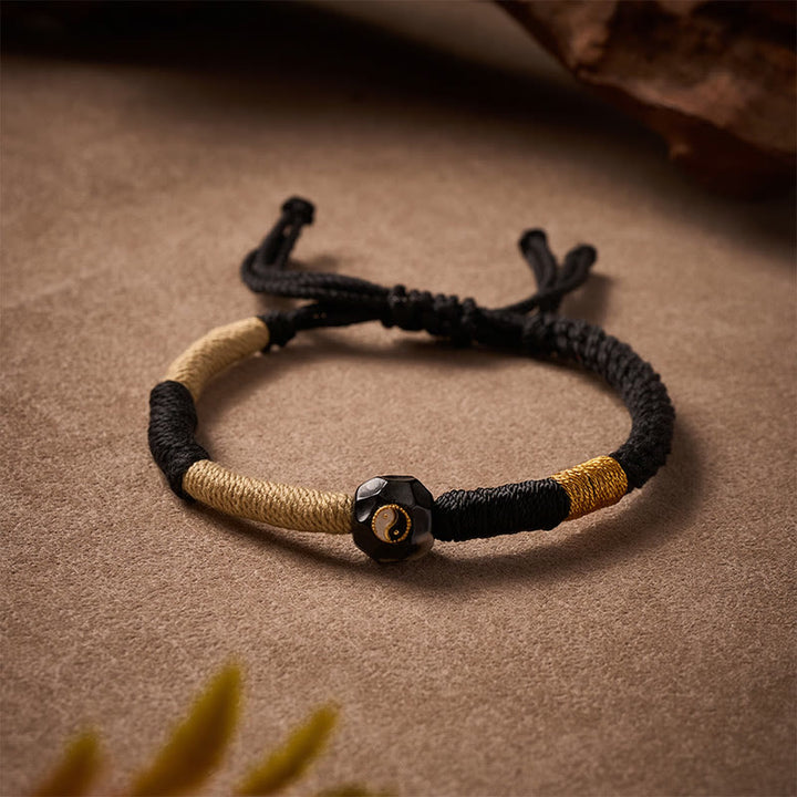Buddha Stones Zwart-witte vuuragaat koord Armband - image 3