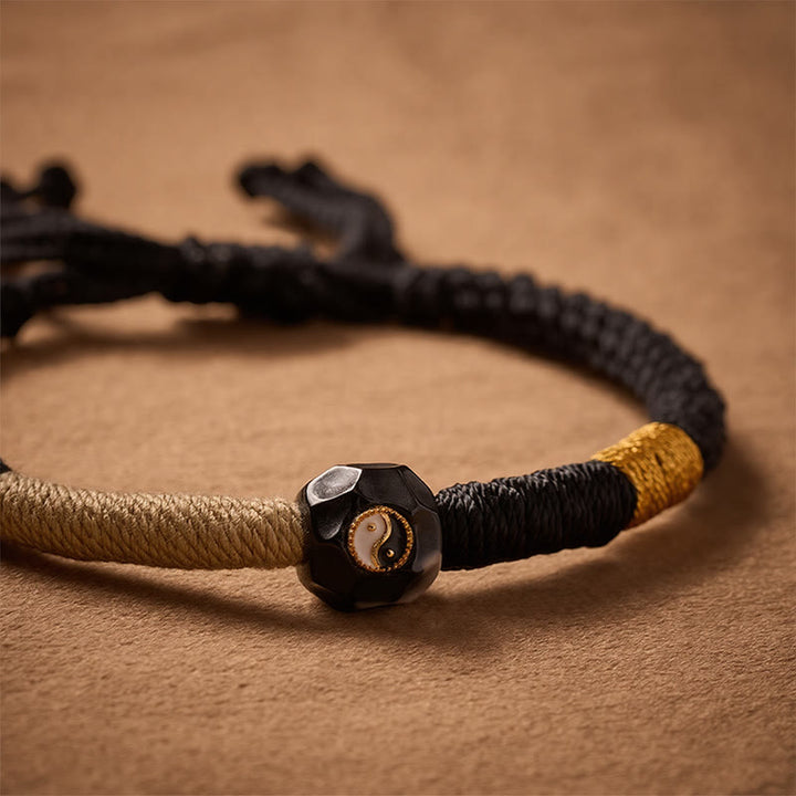 Buddha Stones Zwart-witte vuuragaat koord Armband - image 4