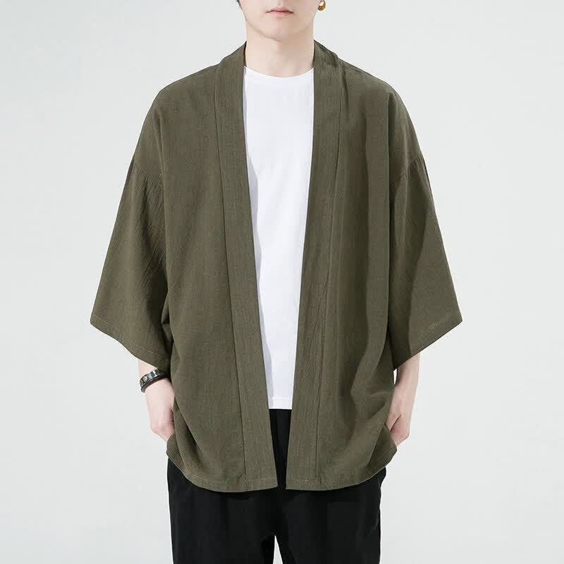 Buddha Stones Zomerse, casual, minimalistische, effen herenkimono&