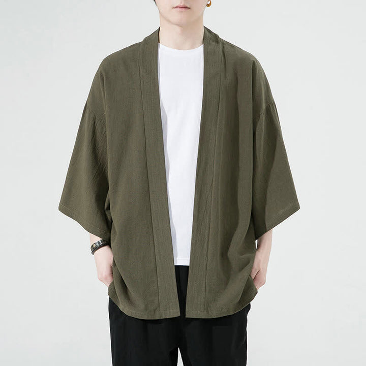 Buddha Stones Zomerse, casual, minimalistische, effen herenkimono&