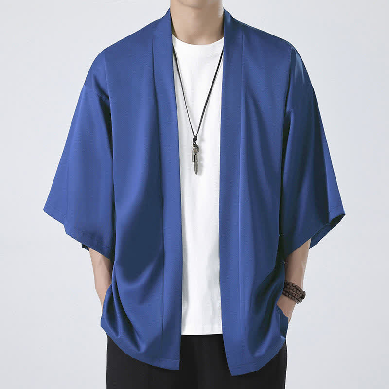 Buddha Stones Effenkleurige open jas/kimono voor heren - Blauw (alleen de jas) - US/UK/AU46, EU56 (5XL) - image 20