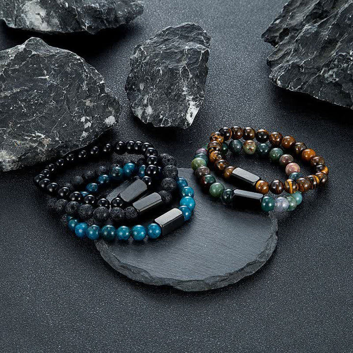 Buddha Stones Armband van titanium en staal met zwarte goudstenen - image 19