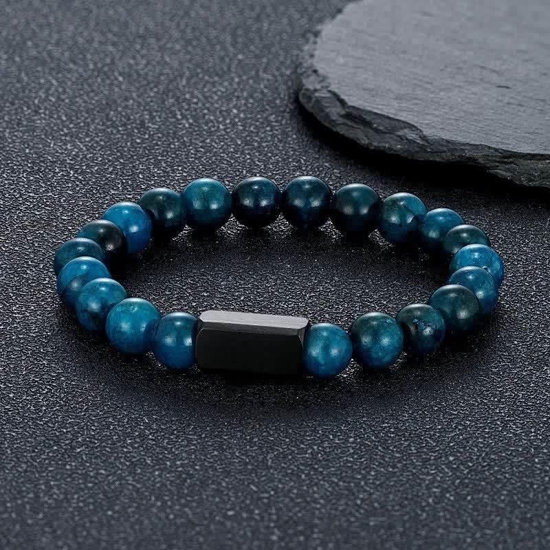 Buddha Stones Armband van titanium en staal met zwarte goudstenen - Apatite (Communicatie ♥ Creativiteit) - 8mm - image 7