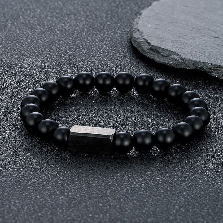 Buddha Stones Armband van titanium en staal met zwarte goudstenen - Bevroren steen (Balans ♥ Genezing) - 8mm - image 17