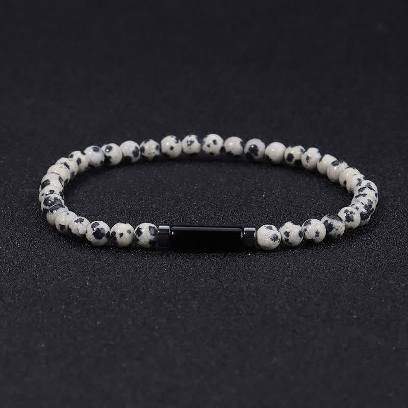 Buddha Stones Vintage 4 mm lavasteen Dalmatische jaspis Armband - Dalmatiër Jasper (Vreugde ♥ Loyaliteit) - image 2