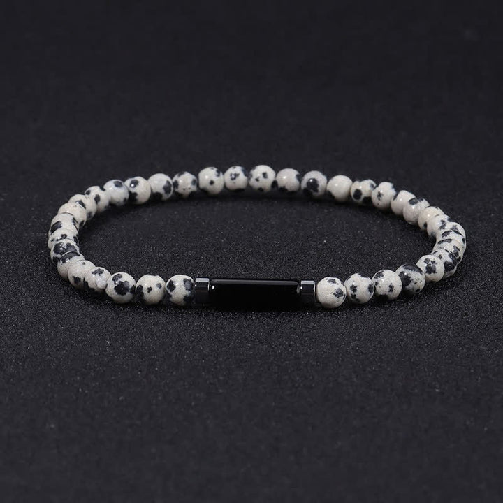Buddha Stones Vintage 4 mm lavasteen Dalmatische jaspis Armband - Dalmatiër Jasper (Vreugde ♥ Loyaliteit) - image 2