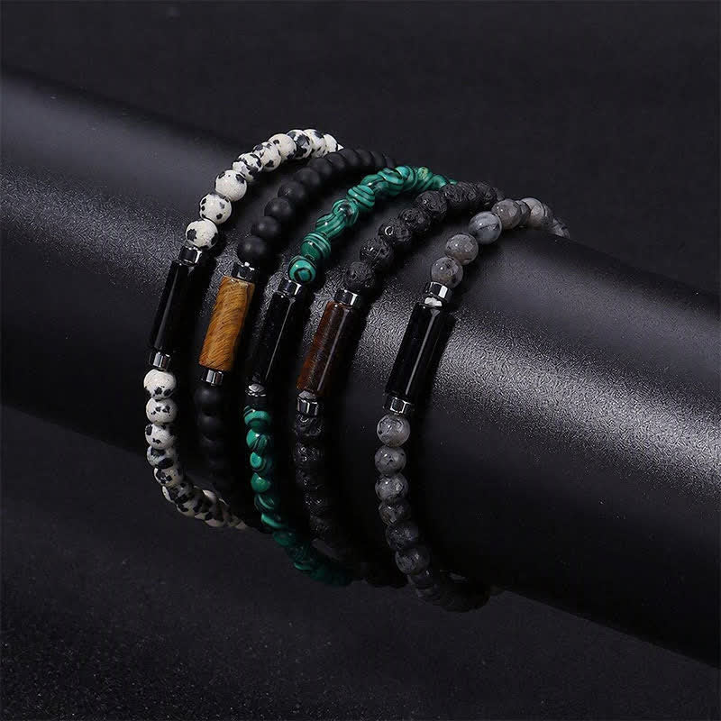 Buddha Stones Vintage 4 mm lavasteen Dalmatische jaspis Armband - image 14