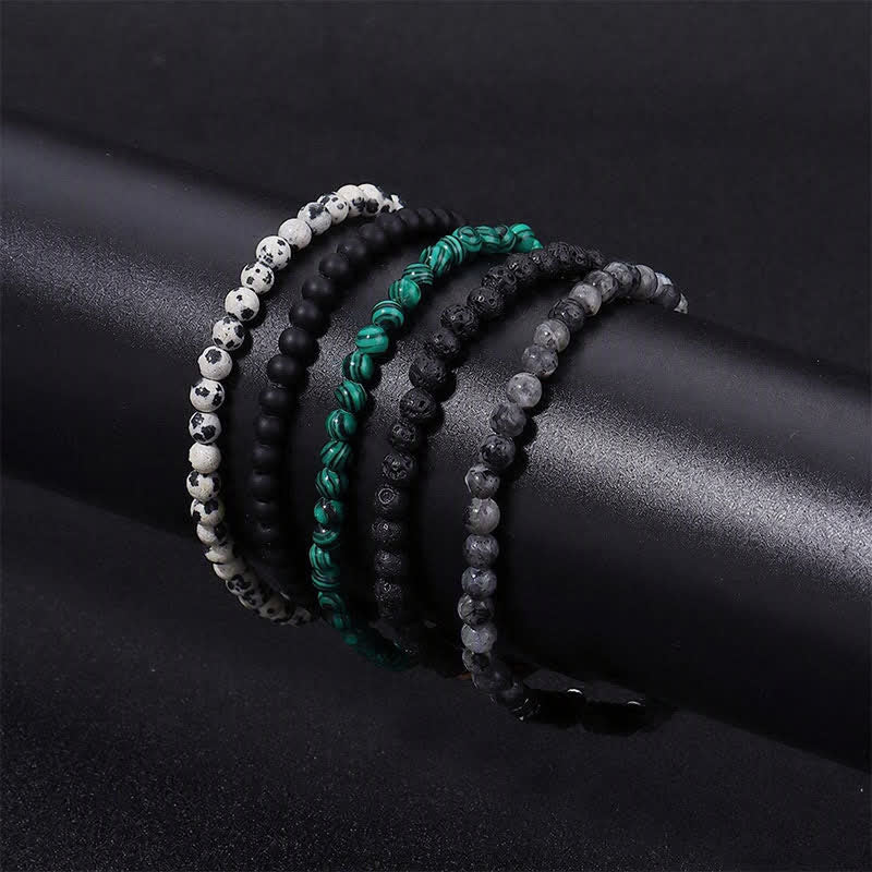 Buddha Stones Vintage 4 mm lavasteen Dalmatische jaspis Armband - image 13