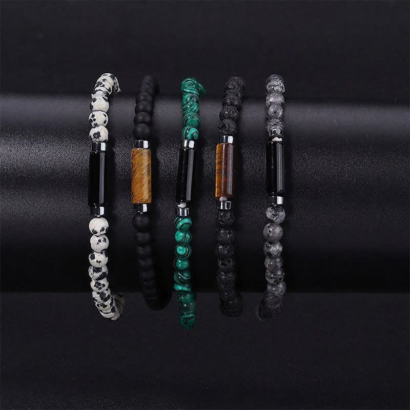 Buddha Stones Vintage 4 mm lavasteen Dalmatische jaspis Armband - image 15