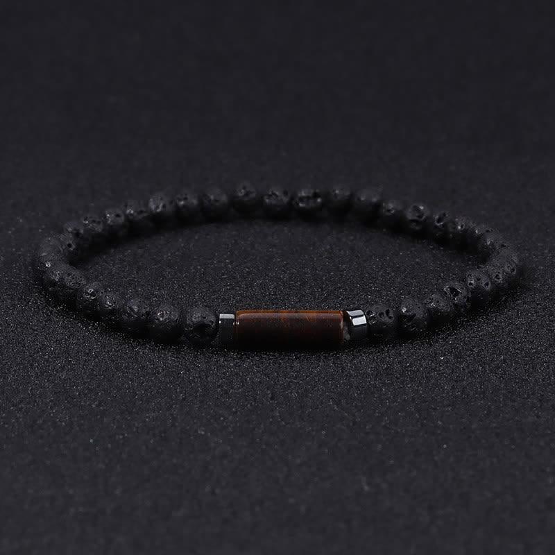 Buddha Stones Vintage 4 mm lavasteen Dalmatische jaspis Armband - Lavasteen (Aarding ♥ Bescherming) - image 0