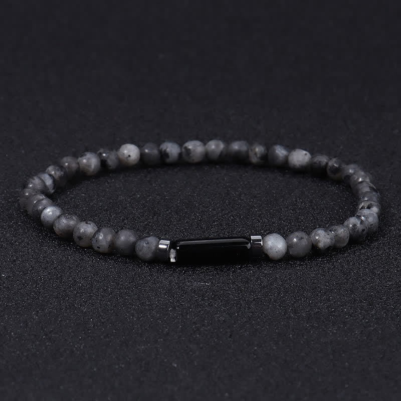 Buddha Stones Vintage 4 mm lavasteen Dalmatische jaspis Armband - Zwarte glittersteen (Bescherming ♥ Aarding) - image 4