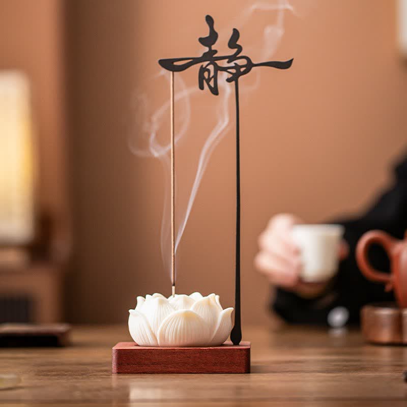 Buddha Stones Lotus Verlichting Hangende Wierook van Hout en IJzer - image 1