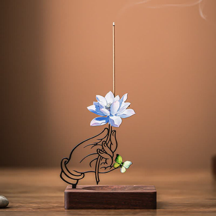 Buddha Stones Hand Lotus Vlinder Verlichting Rechtopstaande Wierook - Blauw - image 8