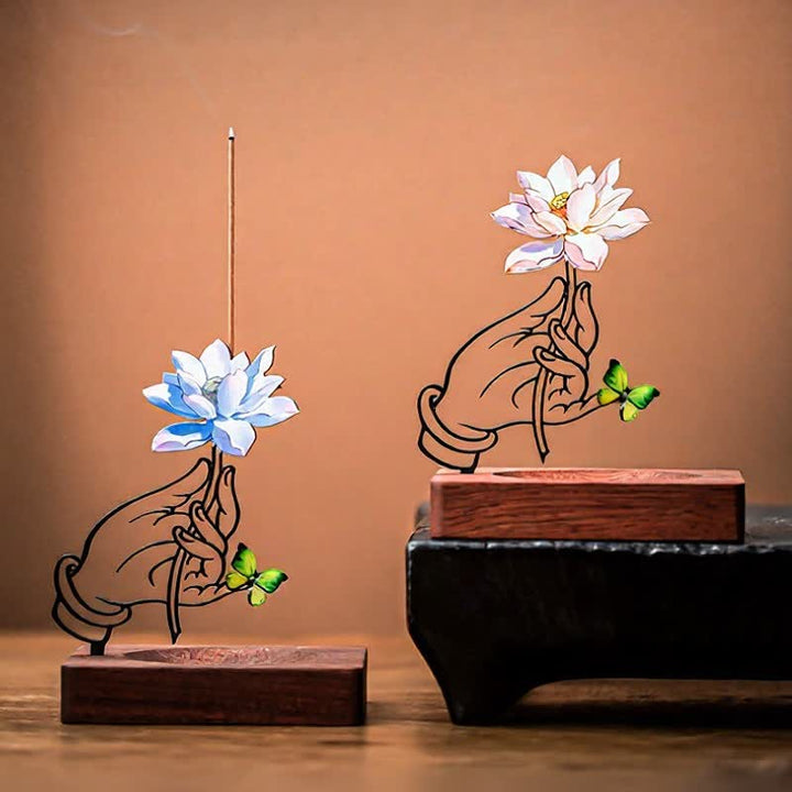 Buddha Stones Hand Lotus Vlinder Verlichting Rechtopstaande Wierook - image 9