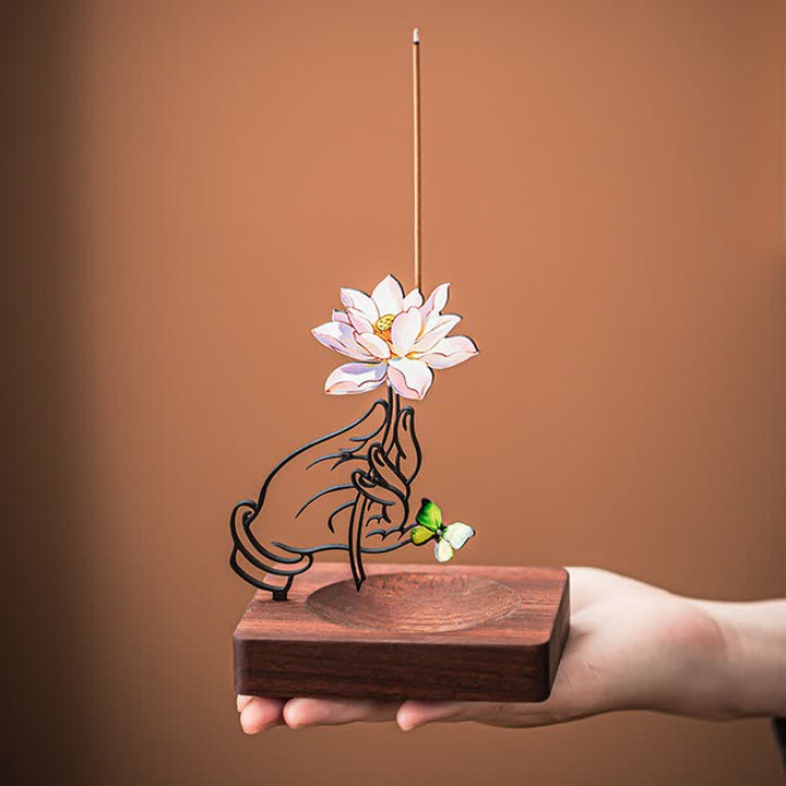 Buddha Stones Hand Lotus Vlinder Verlichting Rechtopstaande Wierook - image 2