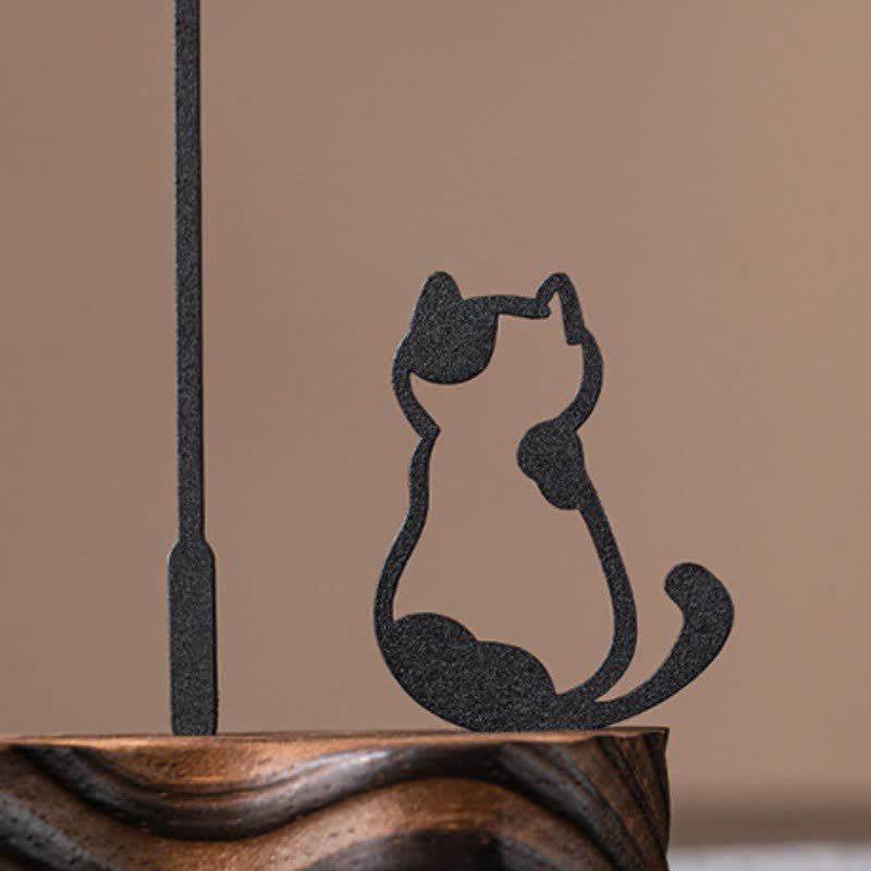 Buddha Stones Houten Wierook met kattensilhouet voor meditatie - image 7